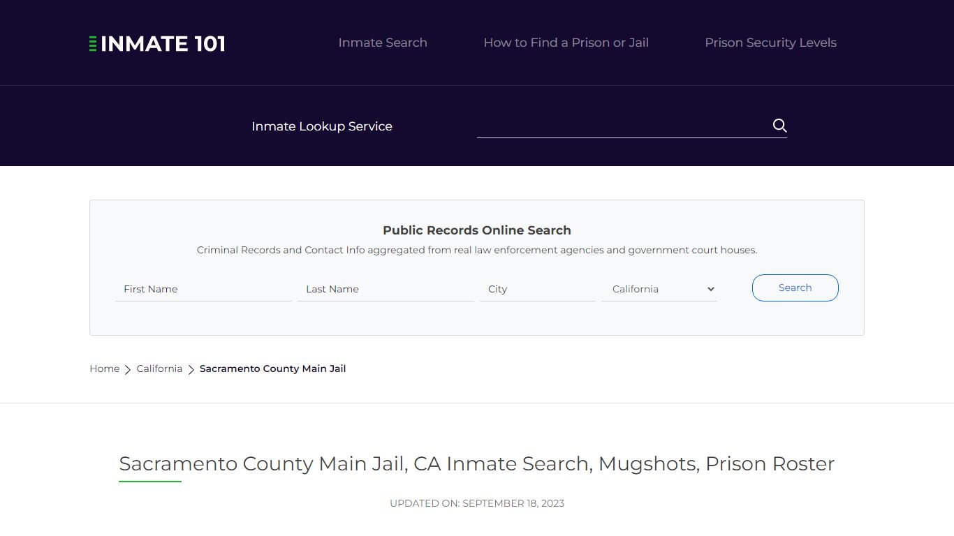 Sacramento County Main Jail, CA Inmate Search, Mugshots, Prison Roster ...